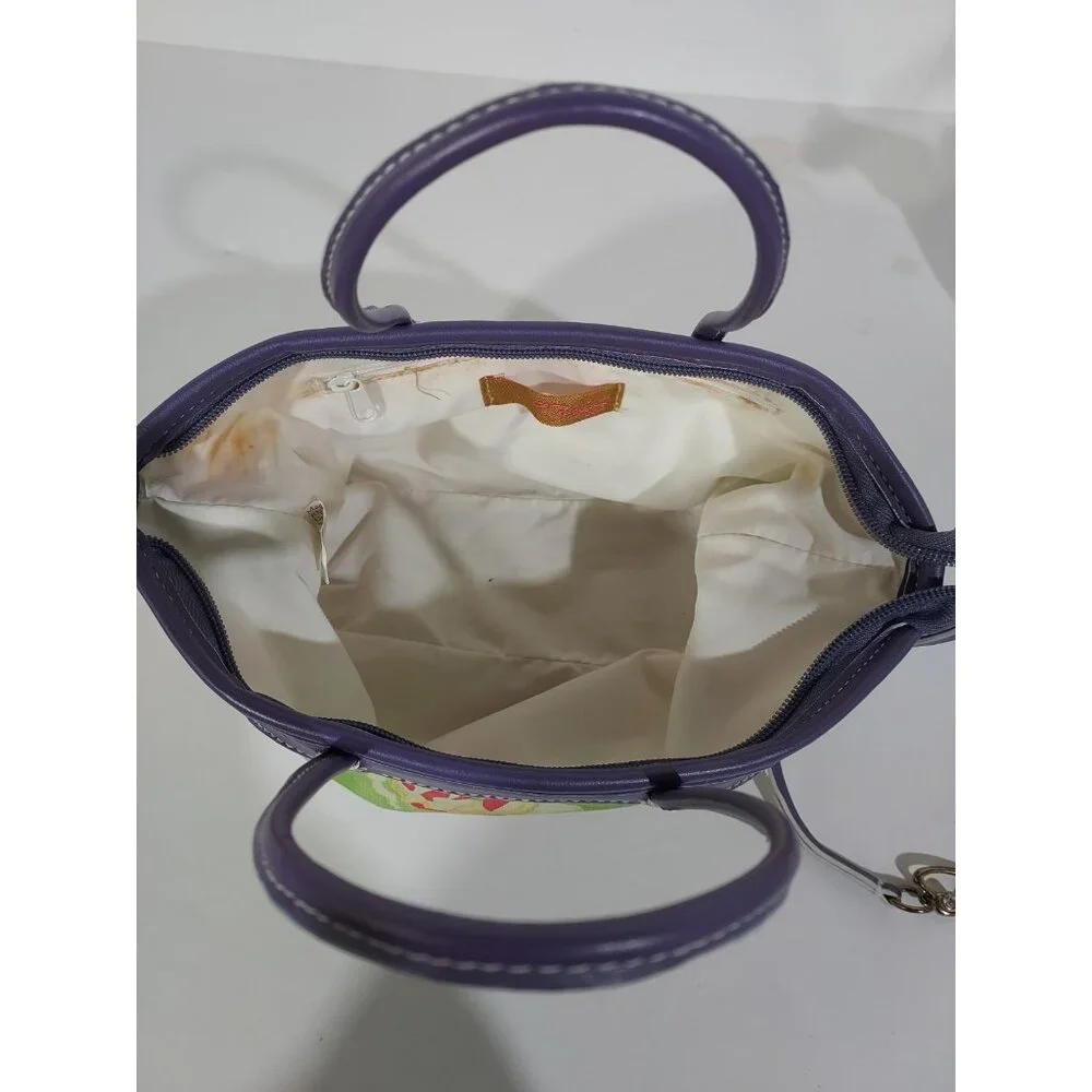 Purse Small Tracie Godi Goove Boho Floral Bag Lime Green Purple Vintage 1990 - Picture 14 of 15
